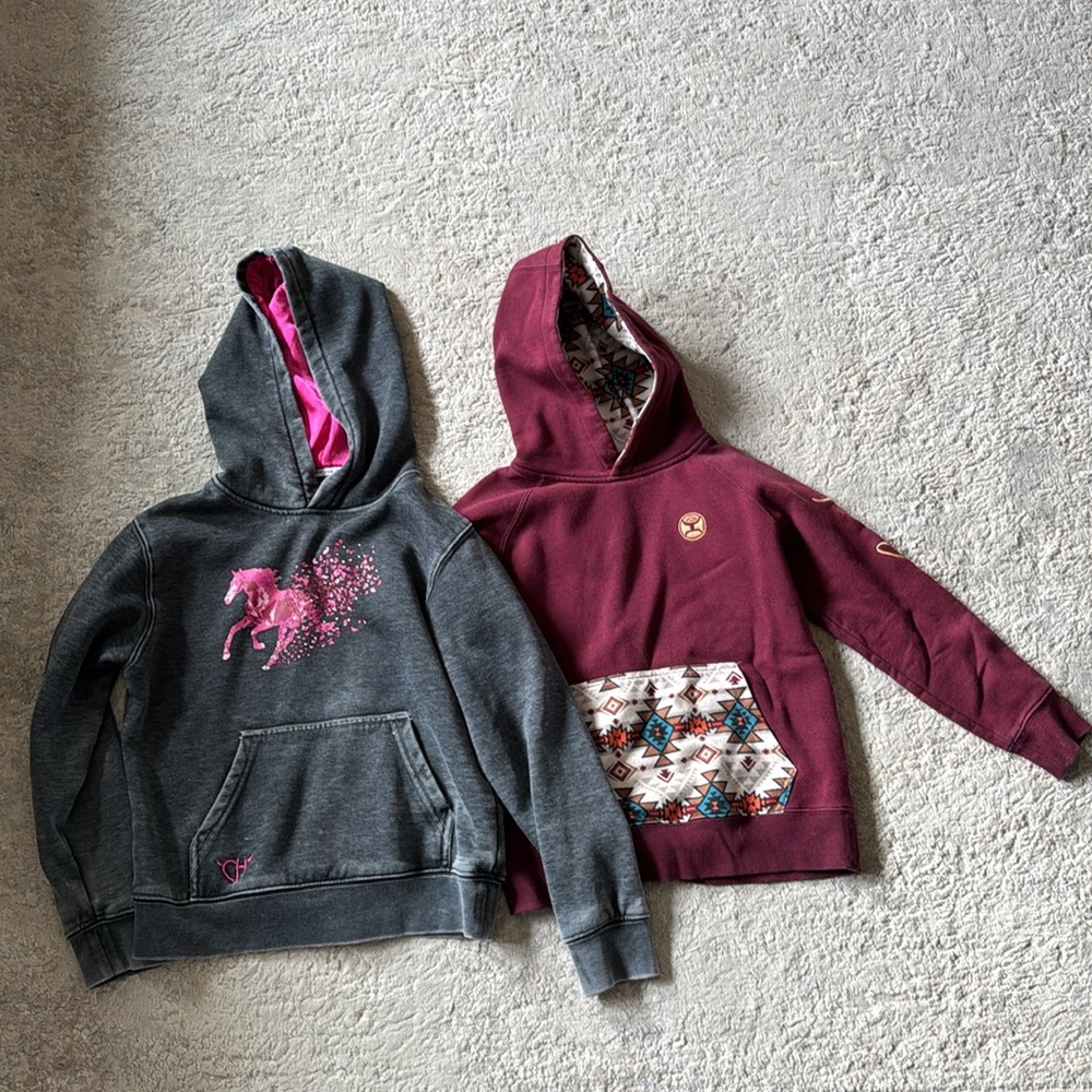 YOUTH MONTERREY HEATHER MAROON HOODY size medium & cowgirl hardware size medium